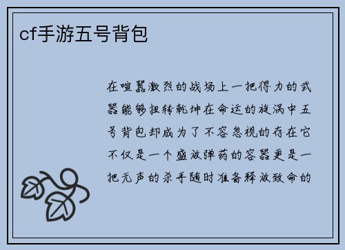cf手游五号背包